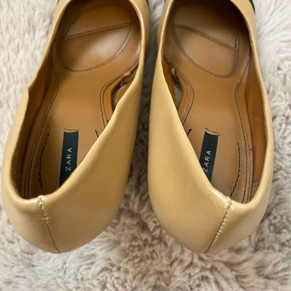 Zara Two Toned Capped Toe Chunky Heels Size 40 - Picture 9 of 11